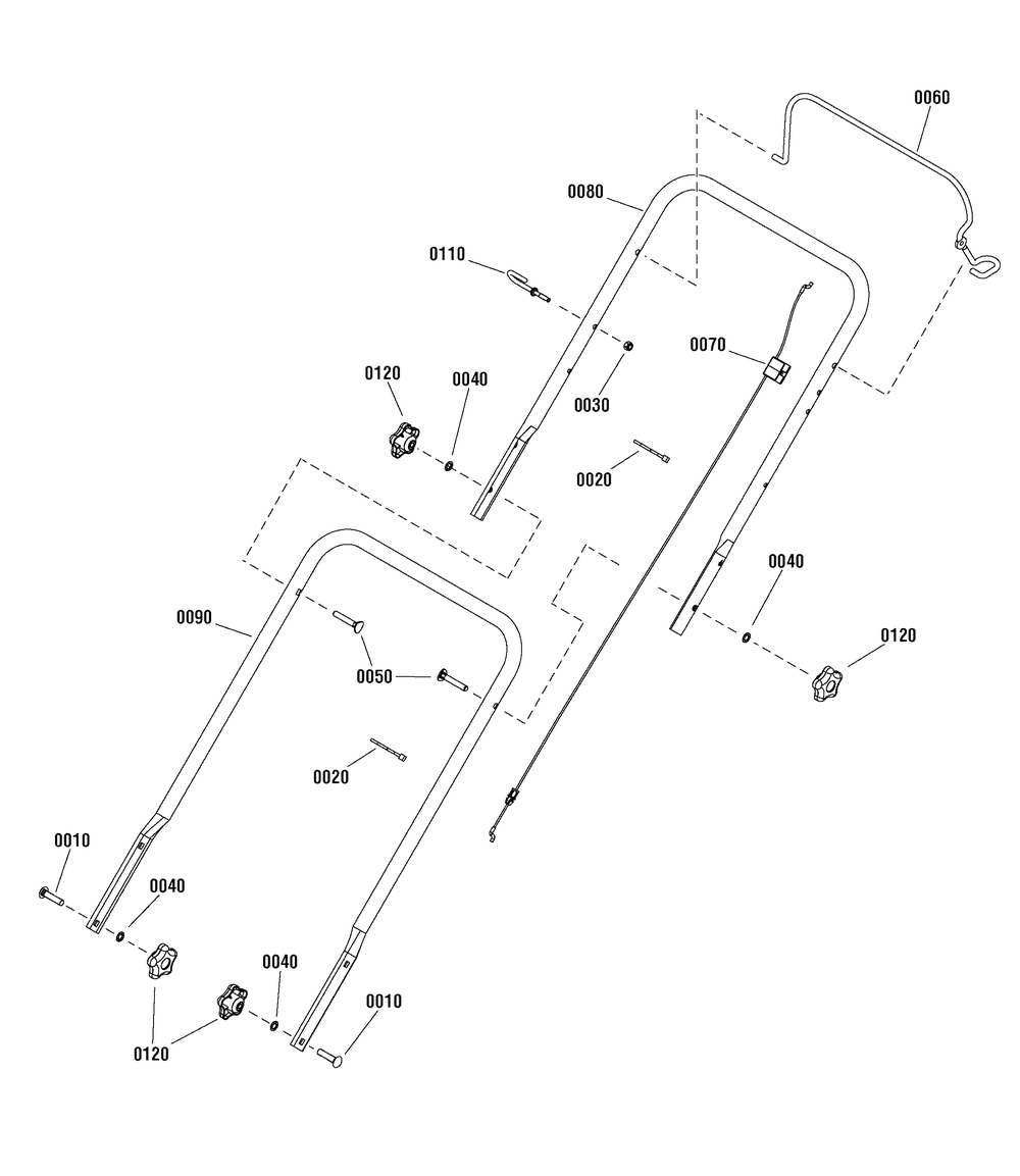 Handles Assembly (7502017) Diagram and Parts List for 7800903-CD22550FC 2012 Briggs and Stratton Lawn Mower